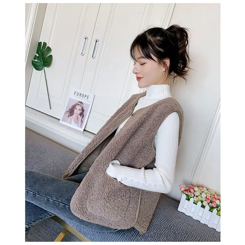 Fashion O-Neck Pockets Sleeveless Vests Coats Women\'s Clothing 2023 Autumn Winter Loose Commuter Tops All-match Jackets