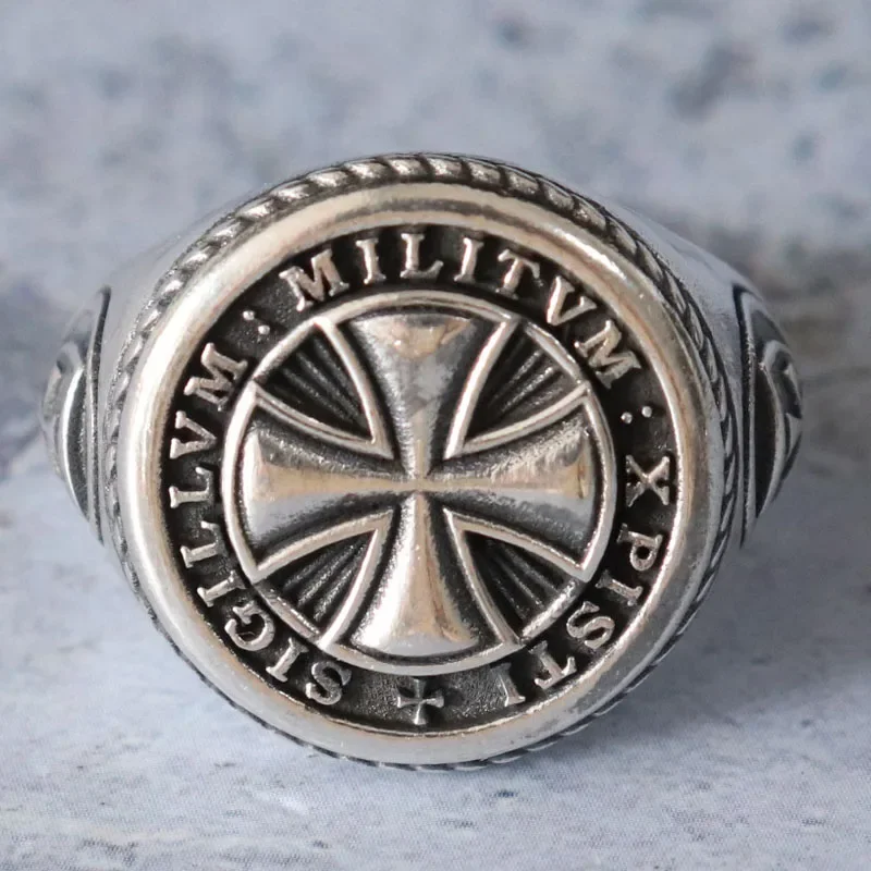 

14g Templar Cross Shield Maltese Symbol Signet Rings 925 Solid Sterling Silver Ring Many Sizes 6-13