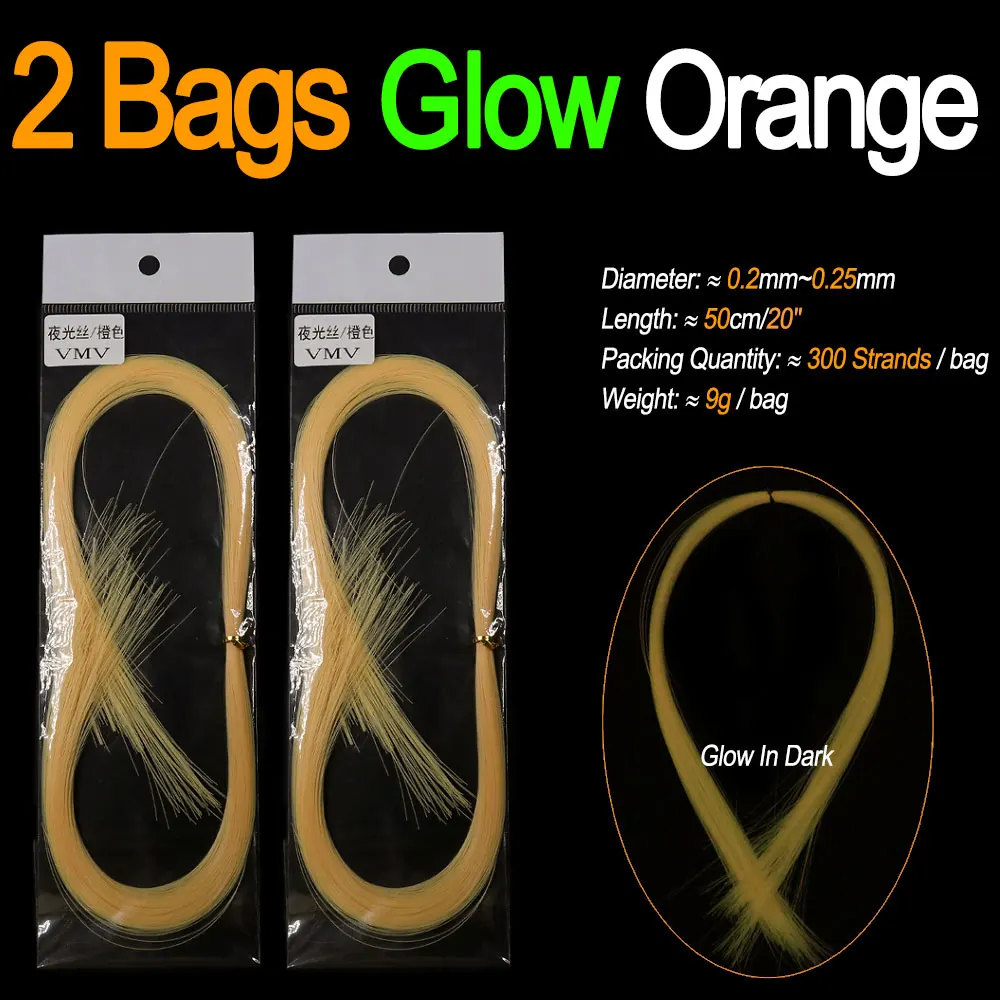 ICERIO 2 Bags Glow Tinsel in Dark Trout Saltwater Lures Fly Tying