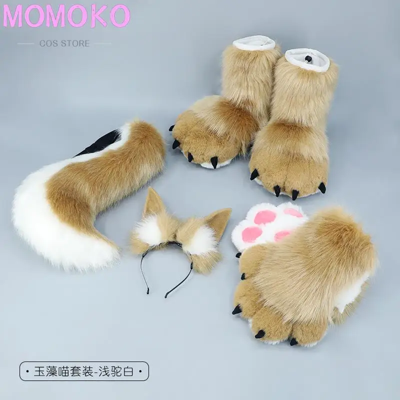1 Paar Leuke Beer Kat Kitten Poot Klauw Handschoenen Zachte Anime Cosplay Pluche Voor Halloween Party Vrouwen Accessoires 8 Kleuren
