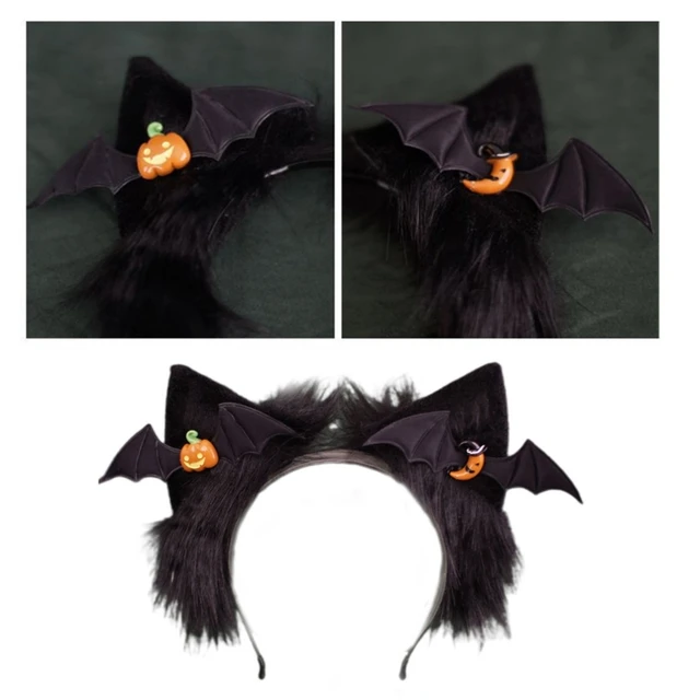 Argola de cabelo de orelha de gato de Halloween - acessórios de cabelo de  orelha de animal de pelúcia fofa - fantasia de cosplay adereços para fotos