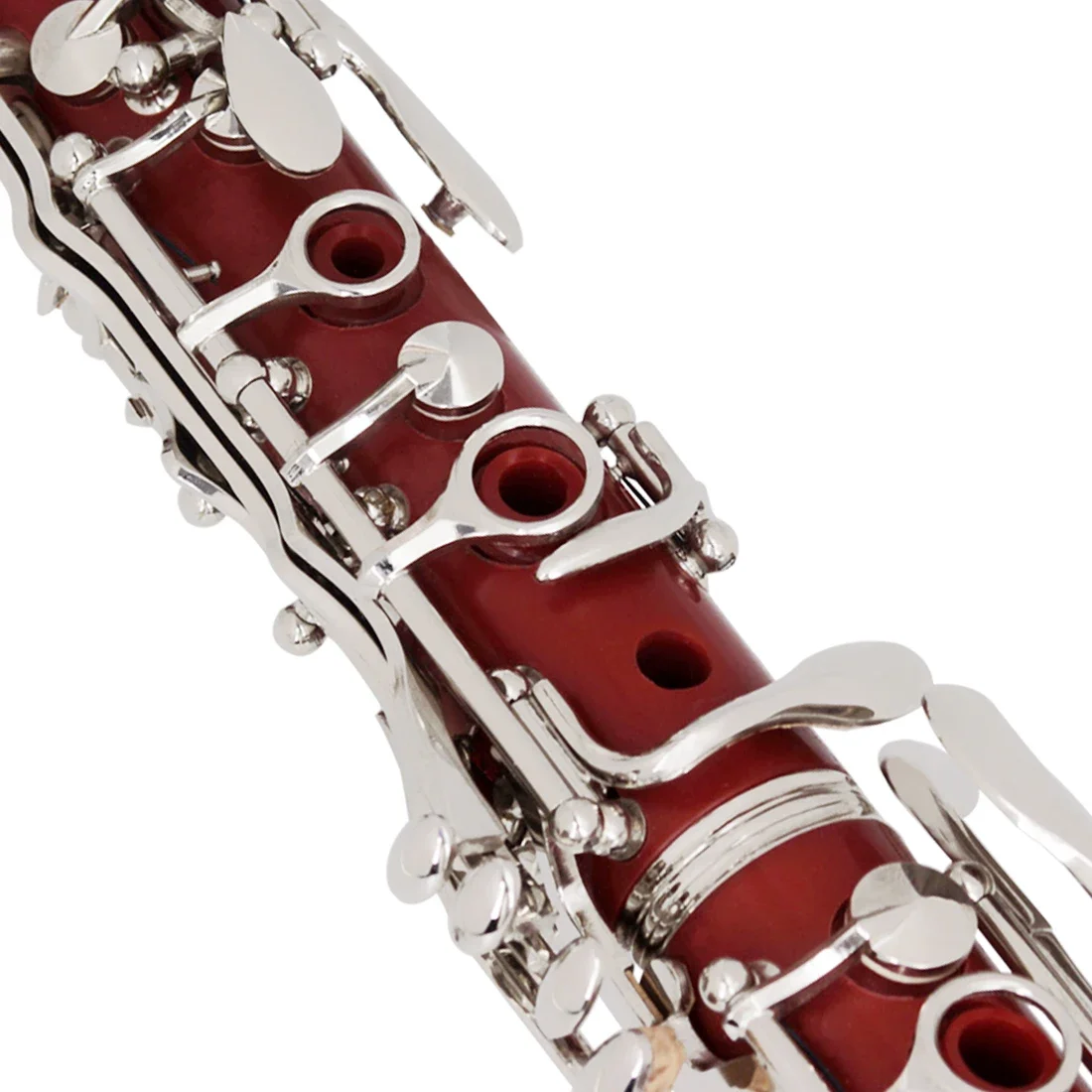 Red Clarinet 17 Key Falling Tune B Clarinet ABS Silver Plated Silver Key Musical Instruments with Mouthpiece Cleaning Cloth Part