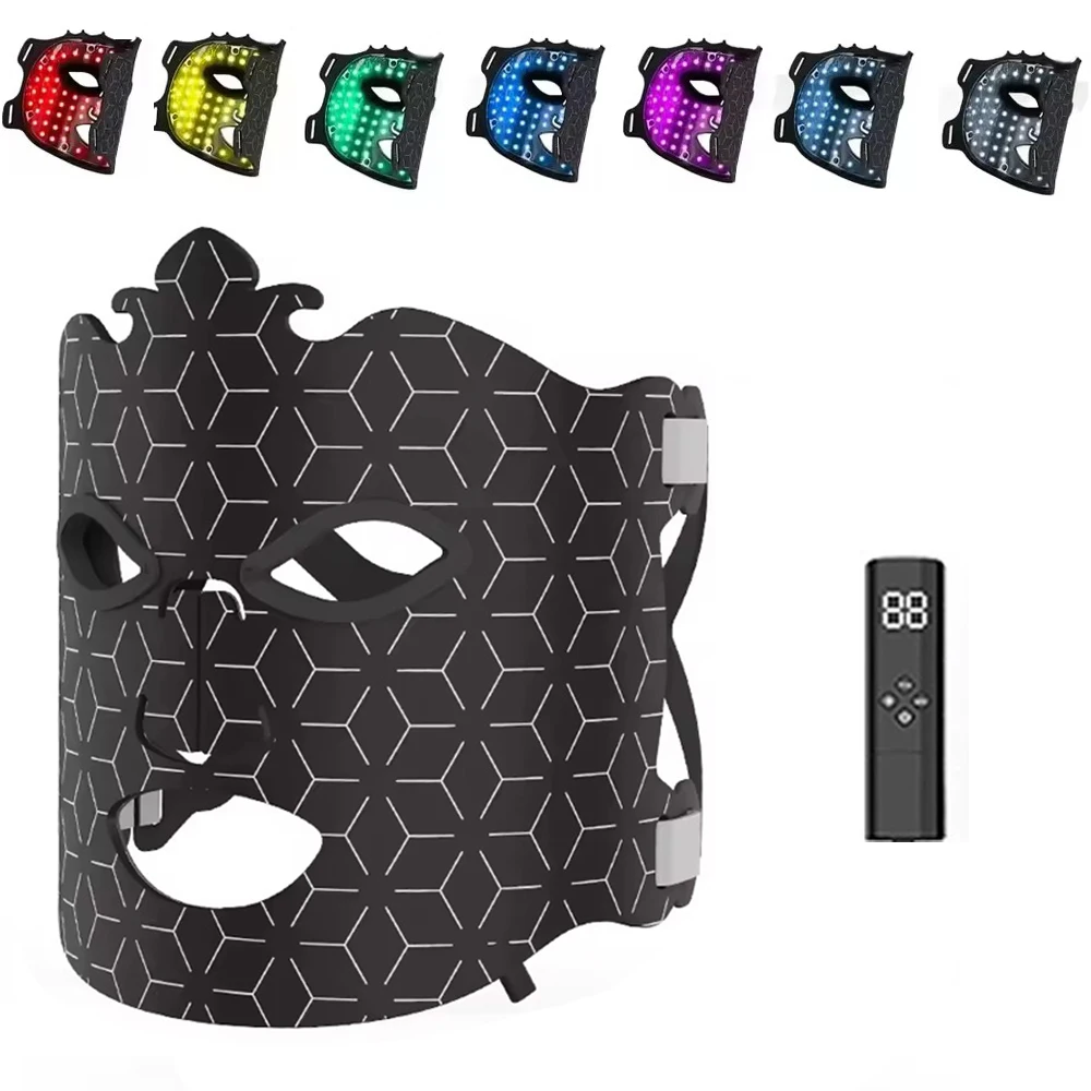 2025 NEW Led Facial Mask Light Therapy 7 Colors Silicone Mask Full Face 87 Lamp Beads Wirelessly Red Light Therapy Photon Mask