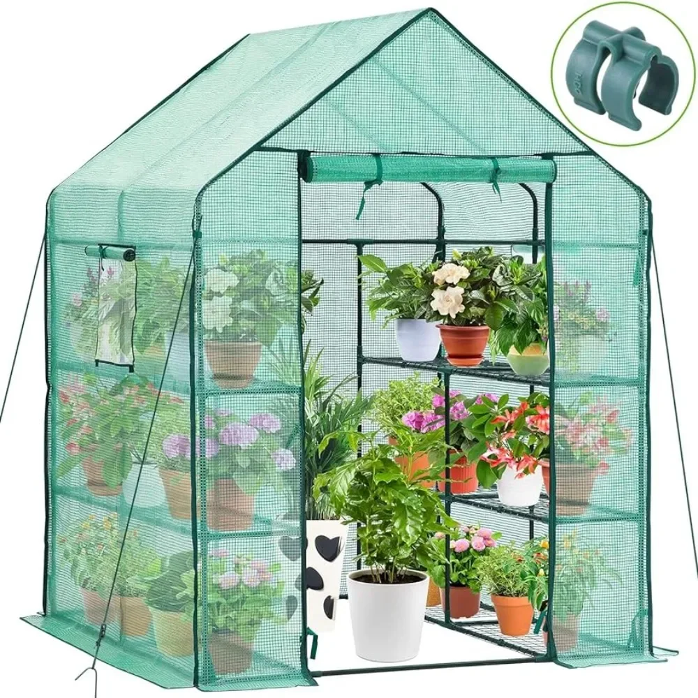 

Greenhouse Garden Greenhouse for Outdoors With Screen Windows Walk in Plant Greenhouses Heavy Duty With Durable PE Cover Home