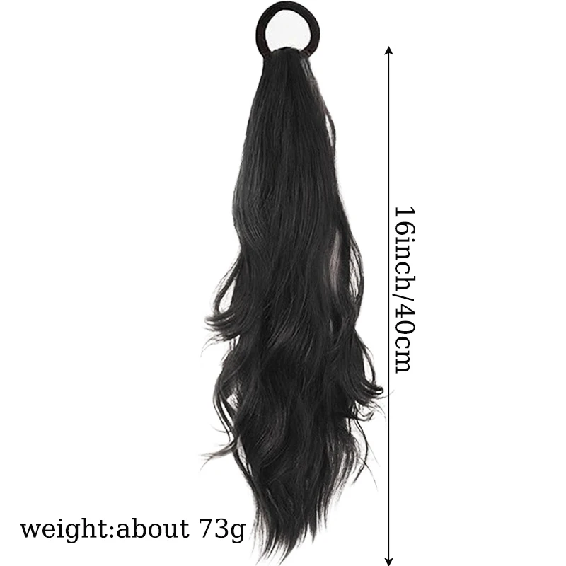 LUPU Hair Ponytail Extensions Wig Natural False Tail for Women Synthetic Black Brown Wavy Ponytail with Elasitc Band for Women