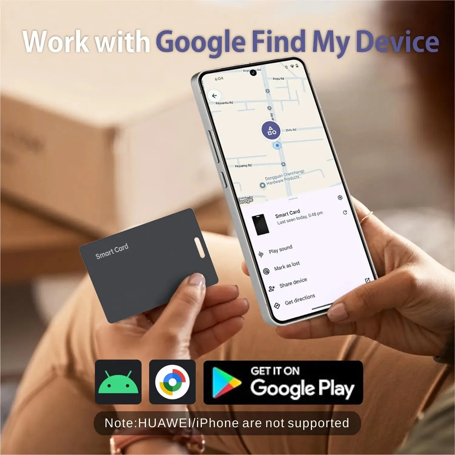 Localizzatore di portafogli per Android, scheda di localizzazione di portafogli App Google, localizzatore di oggetti ricaricabile wireless, tag di localizzazione di smart card Ip68 - immagine 5