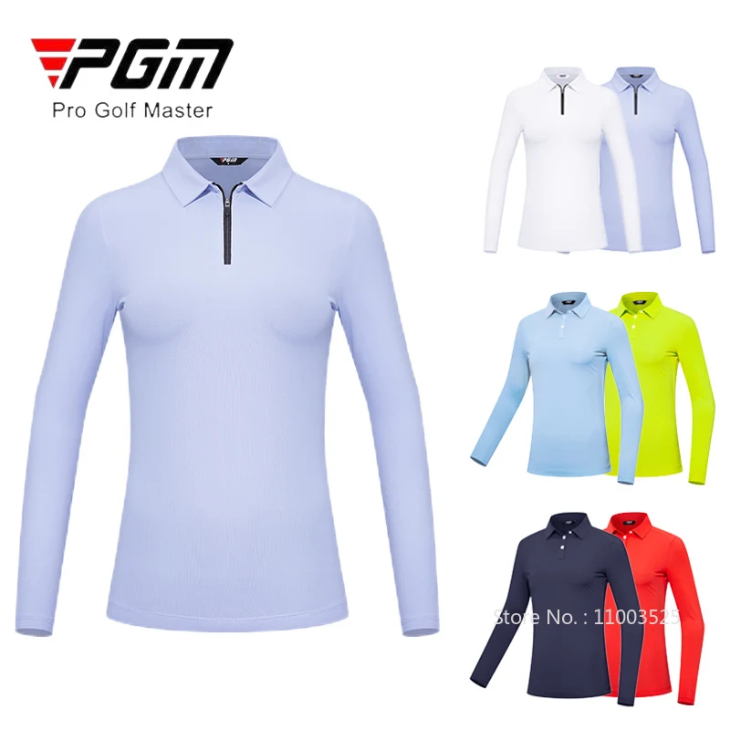 Women Tops Women Golf Polo Shirt High Elastic Golf Polo Shirt Ladies Breathable Full Sleeve T-shirt Quick Dry Soft Workout Tops Sport Golf Wear