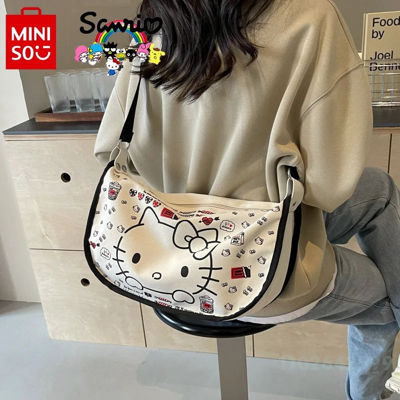 MINISO 2024 New Women's Crossbody Bag Fashionable and High Quality Women's Handbag Cartoon Large Capacity Phone Storage Bag