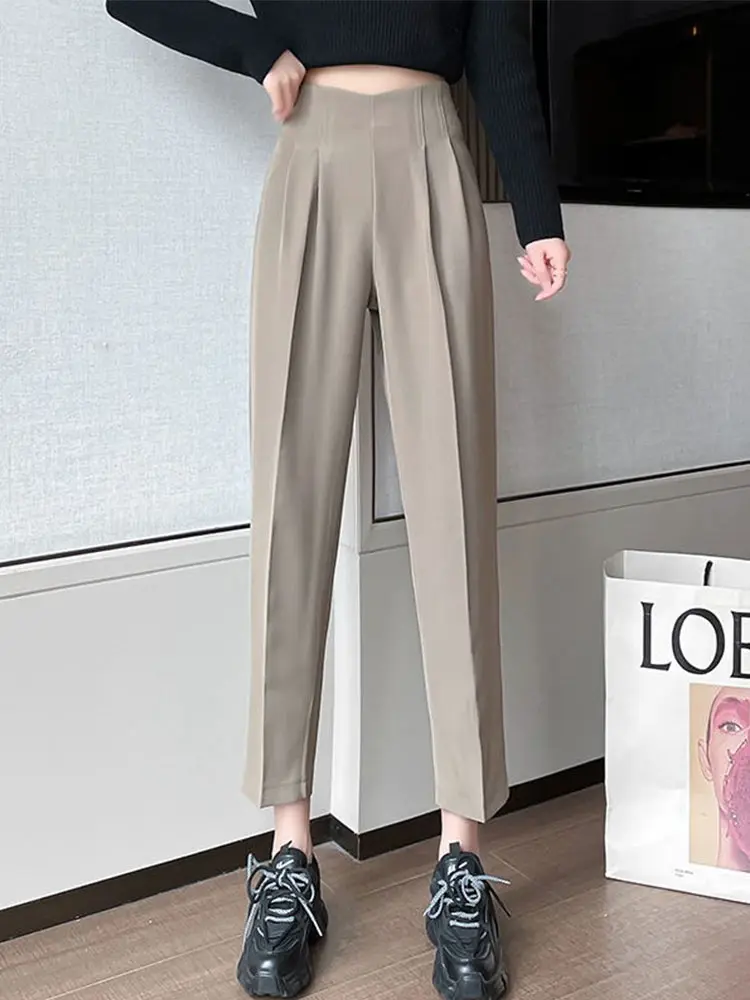 sweatpants Fashion Female Pants Spring 2022 Straight Black Khaki Trousers Suits Formal Casual S-XL New Women's Casual Harem Pants Harajuku flare pants Pants & Capris
