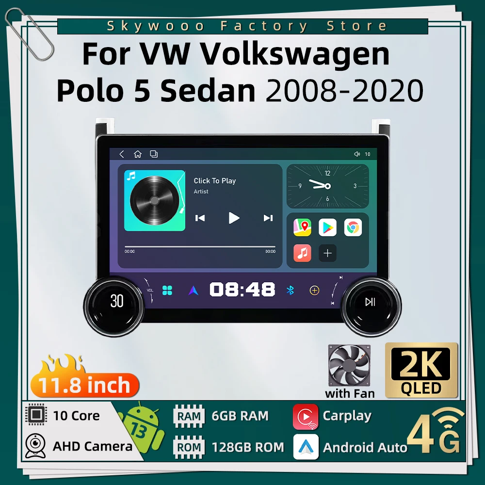 

Car Radio for VW Volkswagen Polo 5 Sedan 2008-2020 2 Din Android Multimedia Player Autoradio GPS Navigation Auto Carplay WiFi