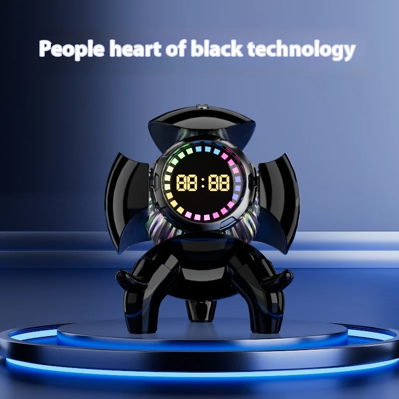 Smart Robot Bluetooth Alarm Clock Speaker Stereo Interactive Wireless Audio Tf Card Fm Radio Portable Monster Image Gifts
