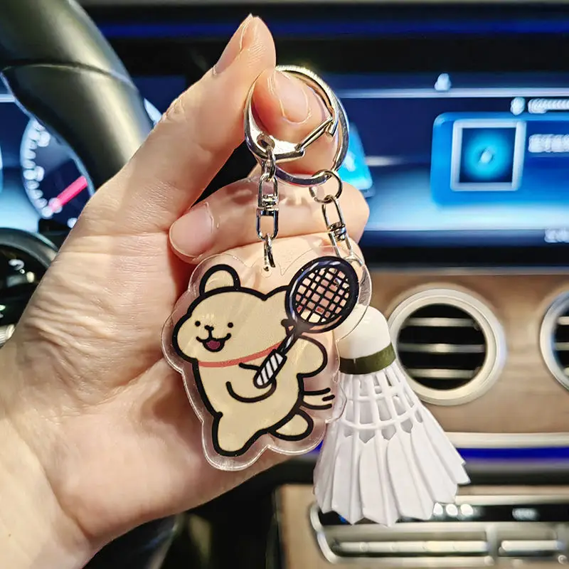 YONEX Badminton Keychain Cartoon Tennis Racket Backpack Keychain Acrylic Pendant Couple's Gift badminton keychain