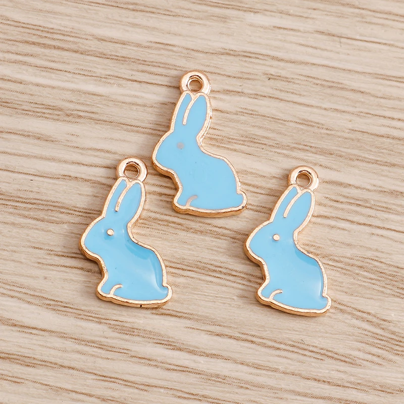 10 Stück 11x16mm Cartoon Emaille Tier Hasen Anhänger für Schmuckherstellung Ohrringe Halsketten Armbänder DIY Bastelzubehör – Detail 4
