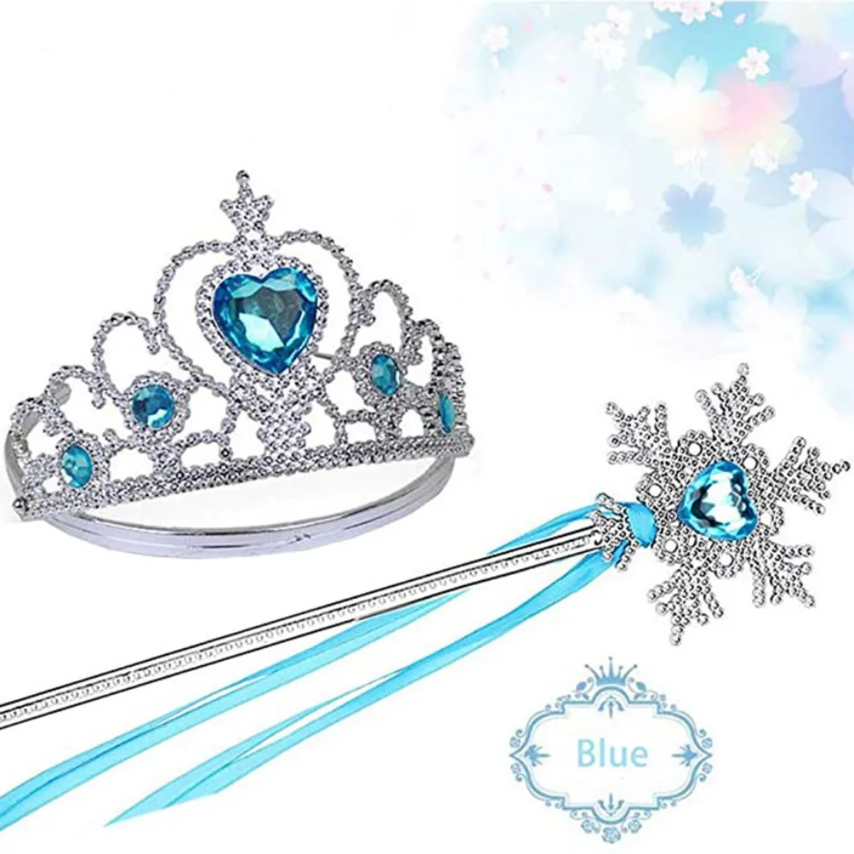 cosplay accessories Girl Elsa Cosplay Accessories Kids Princess Snow Queen Dress Up Jewelry Wand Crown Necklace Earclips Photography Role Play Props