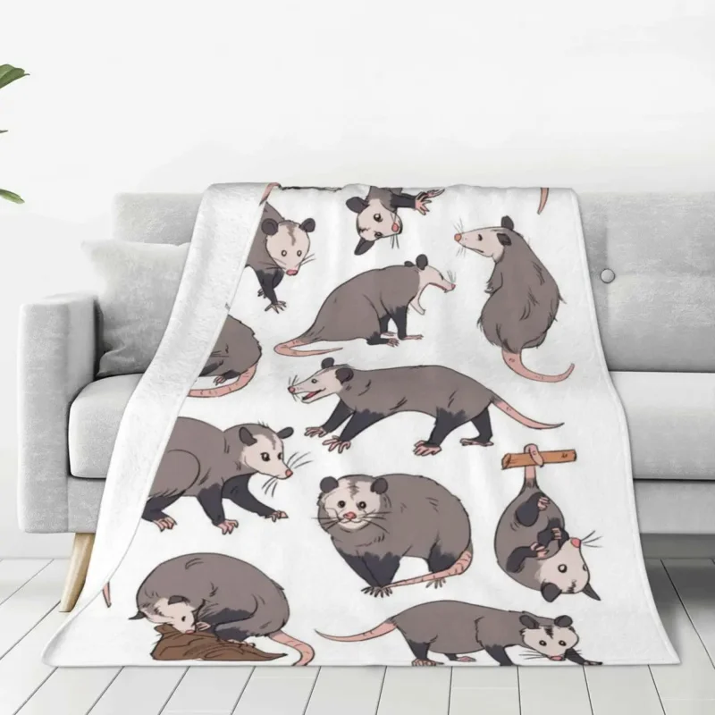

Одеяло Kawaii Possum Opossum, Коралловое флисовое дышащее супер мягкое покрывало для дивана, покрывало для автомобиля