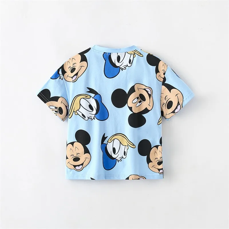 Cartoon T-shirt For Boys Trendy Summer New Kids Costume Loose Cute Tees Outer Wear Toddler Mickey Mouse Print Crewneck Tops 4