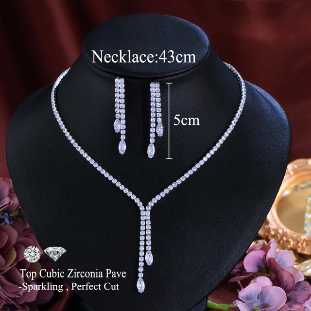 Emibele Parure Bijoux Femme - Collier Et Boucles D'Oreilles Zirconium Or - Cadeau Élégant Mère, Fille, Amie