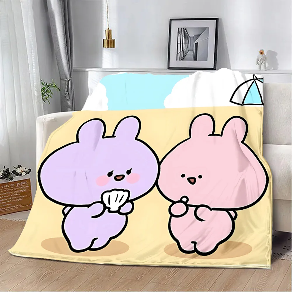 Asamimichaan Asleep Cute Asamimi Square Printed Blanket Picnic Blankets Warm Blanket Soft and Comfortable Blanket Home Travel 2
