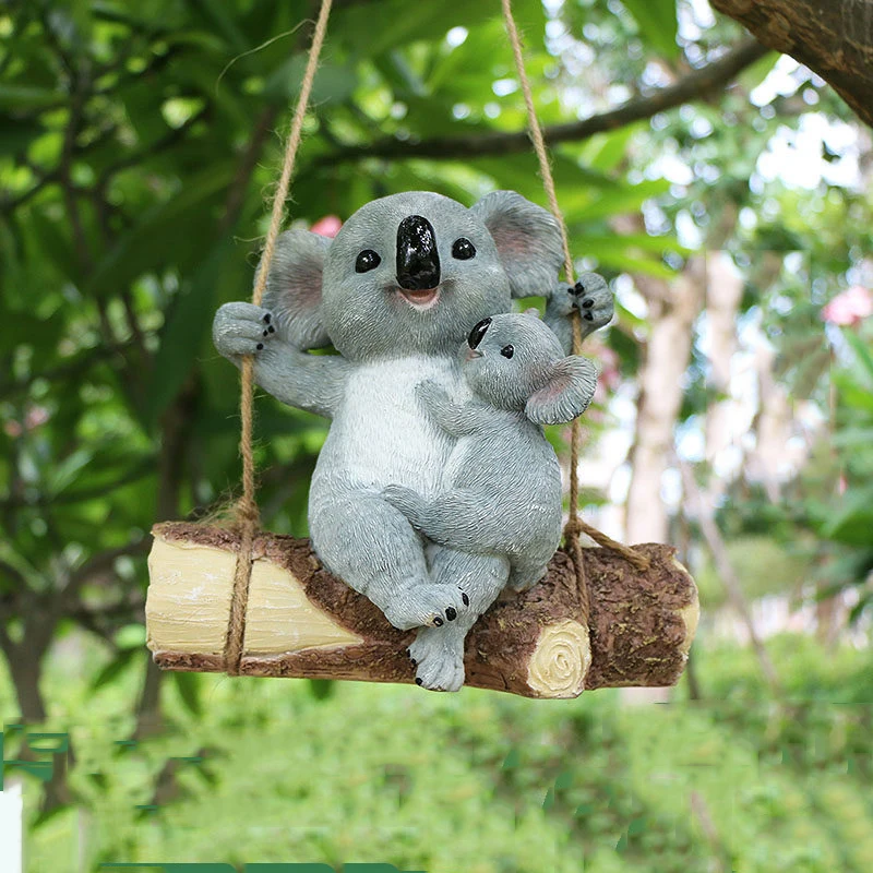 

Pastoral Swing Koala Resin Statue Accessories Outdoor Balcony Courtyard Sculpture Decoration Garden Landscape Figurines Crafts