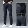 Fashion European American Style Stretch Men Jeans Luxury Men's Denim Pants Slim Straight Deep Blue Gentleman Size 28-38 Slacks 6