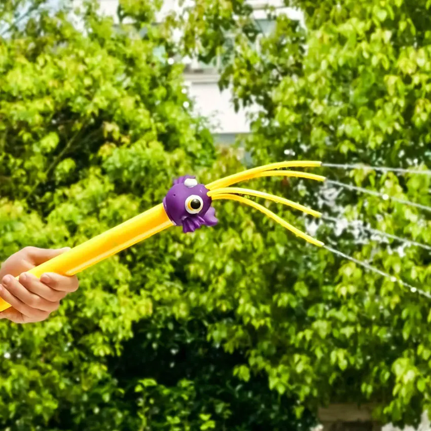 Octopus Water Gun Cartoon Water Gun Pull-out Suction Spray Toy Children Outdoor Toy