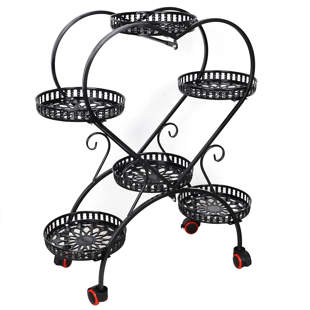 Metal Plant Stands 6 Pots Plants Heart Shaped Flower Stand for Patio, Garden, Living Room, Corner Balcony and Bedroom multi layer tiers metal plant stands holders wrought iron plant shelf heart shaped flower stand metal display stands