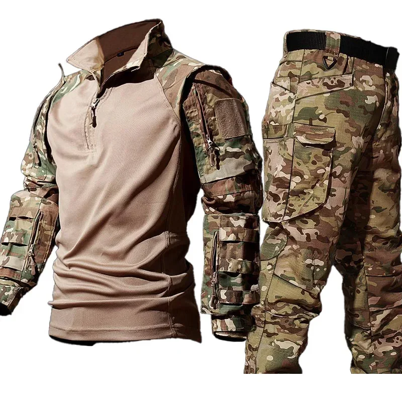 Tactical Suit Tactical Shirts Hunting Outdoors Training Durable Breathable Camo