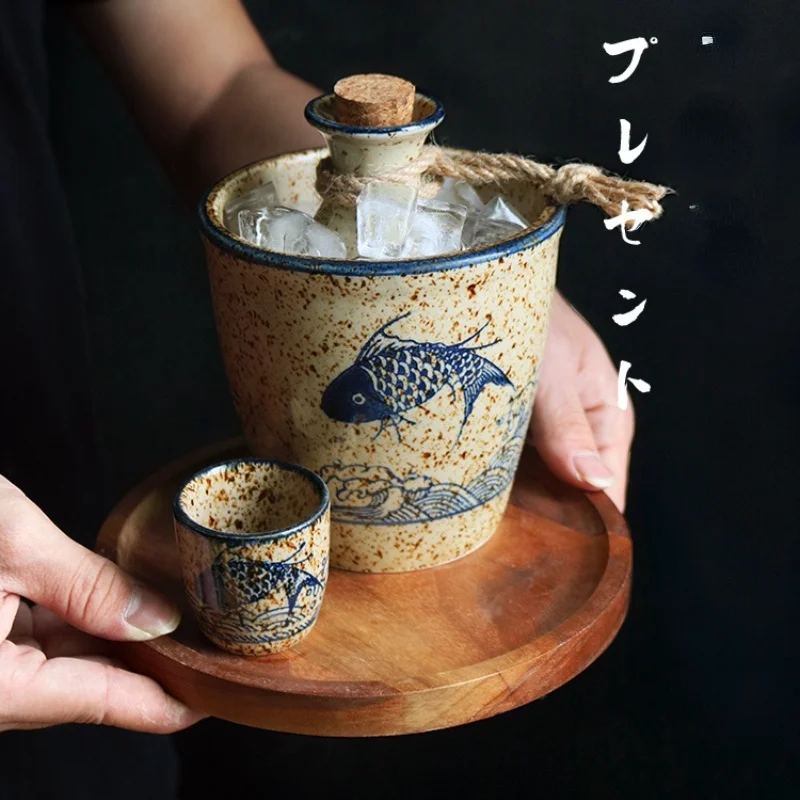 Japanese-style Handmade Ceramic Sake Cup Set Liquor Wine Set Household Small Wine Glass Dispenser Vintage Jug Men Gift