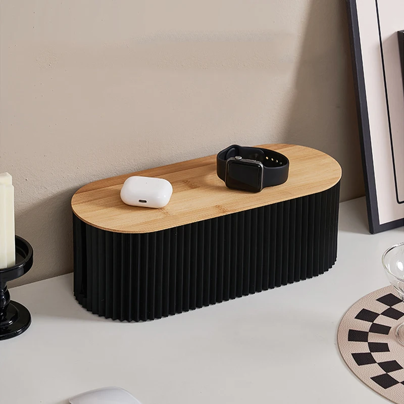 케이블 관리 상자 대나무 커버 와이어 정션 보드 보관 상자 와이어 숨기기 전원 스트립 책상 컴퓨터 케이블 정리 상자