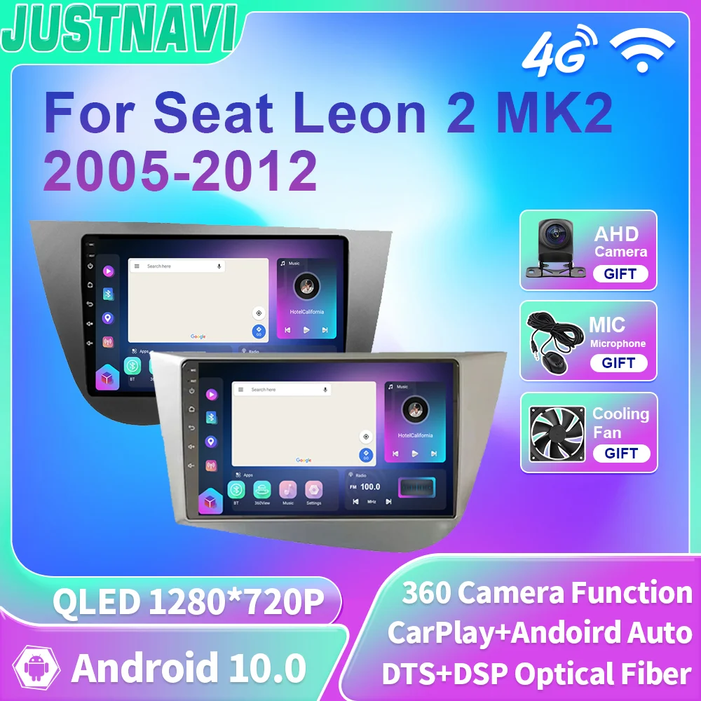 

Автомобильный радиоприемник JUSTNAVI QLED, стерео, мультимедийный плеер для Seat Leon 2 MK2 2005-2012, видео, автомагнитола, Android 10, навигация Carplay, GPS