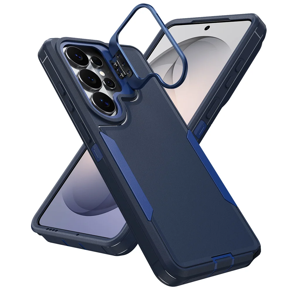 Shockproof Armor Flip Lens Stand Phone Case Cover