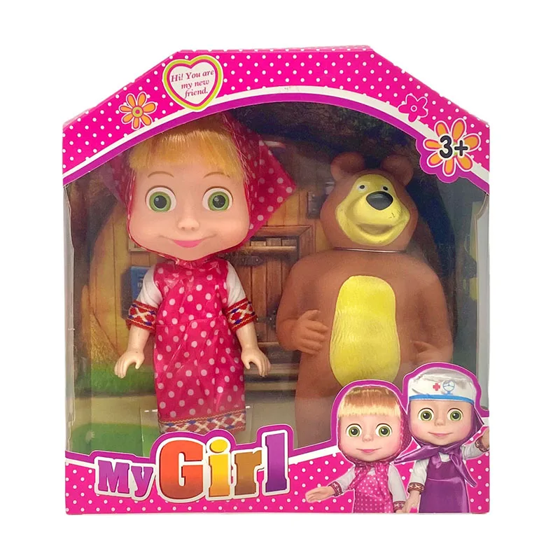 6.5-inch 2nd Generation Masha Bear Doll Collection Ornament Office Desktop Decoration Kawaii Figure Gift Toy