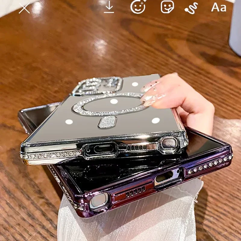 Luxury Diamond Glitter Clear Phone Case with MagSafe-Compatible Wireless Charging