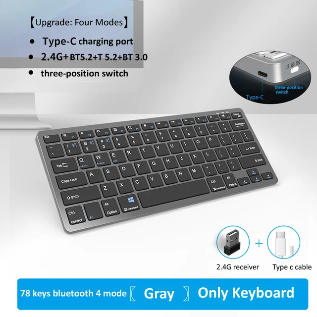 JOMAA 2.4G +Bluetooth Keyboard and Mouse Combo Multimedia Wireless Keyboard and Ergonomic Mouse Set for iPad Desktop PC Laptop 3