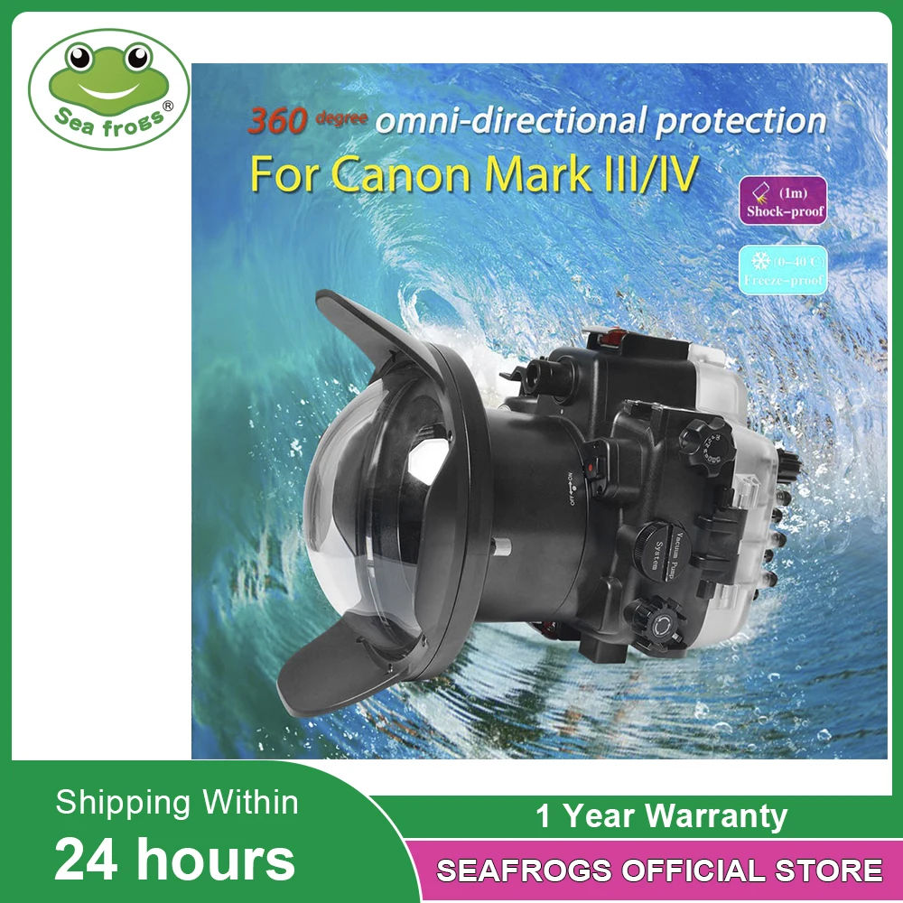 Seafrogs-40m 방수 다이빙 카메라 하우징, 캐논 5DIII/IV 100mm 25-105mm 렌즈