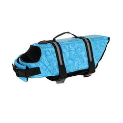 Reflective Adjustable Dog Life Jacket - Enhanced Buoyancy Swimwear Safety Vest - S (Blue-bones)