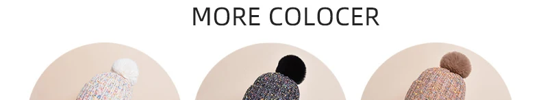 Gorros con orejeras para mujer, franjas de diferente Color, Sherpa Ski Snow, grueso, de felpa de punto, sombrero de bombardero con pompón grande_voghion.com