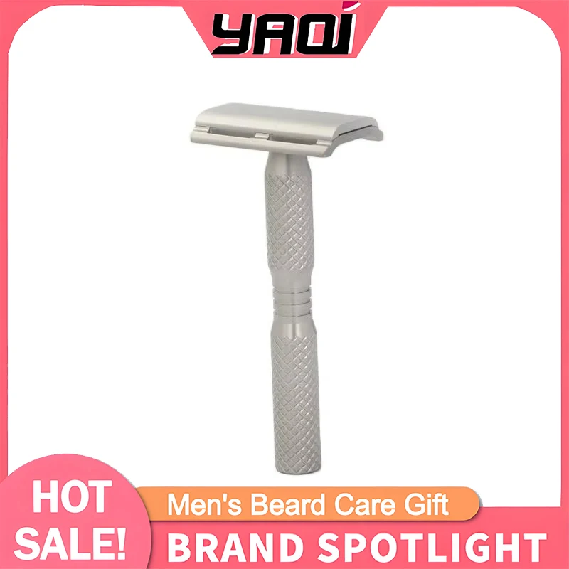 YAQI 고스트 크로스 그레인 패턴 티타늄 경량 안전 면도기(0.70mm 블레이드 간격 포함)로 편안한 면도 경험 제공