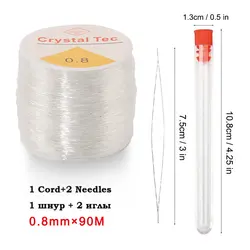Elastic Beading Thread for DIY Jewelry and Crafting (0.8mm 90m 2Needles)