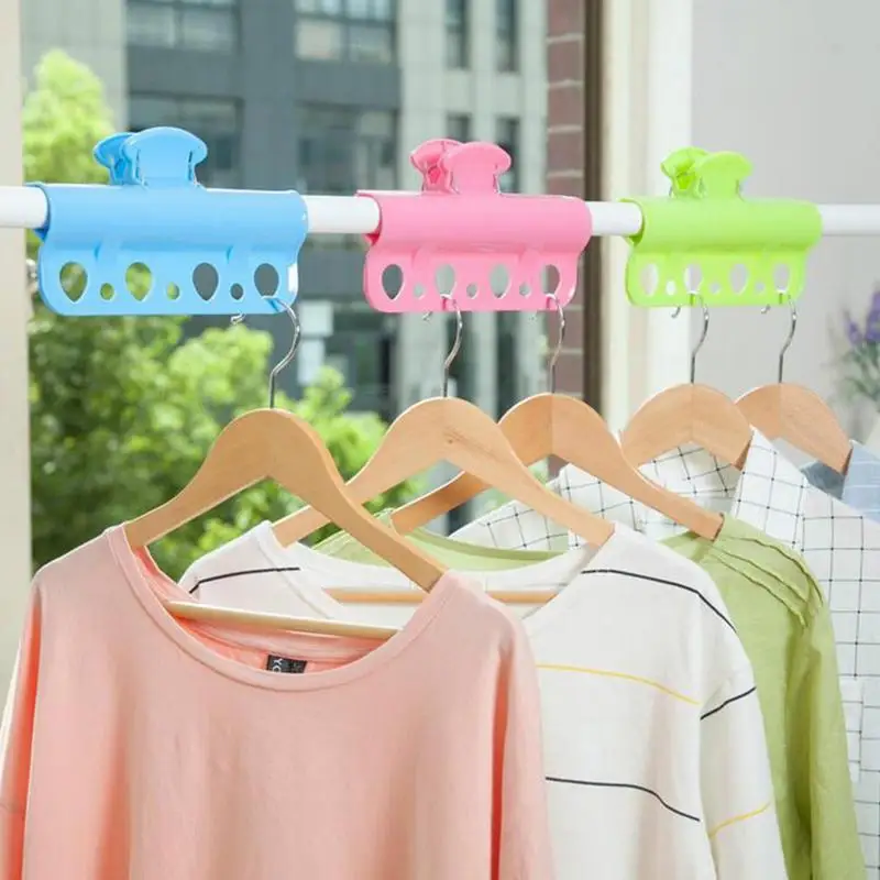 

Windproof Clothes Hangers Space Saving Non Slip Hanger Coat Clips Useful Clothes Clip Drying Racks Multifunctional 4 Hole Hanger