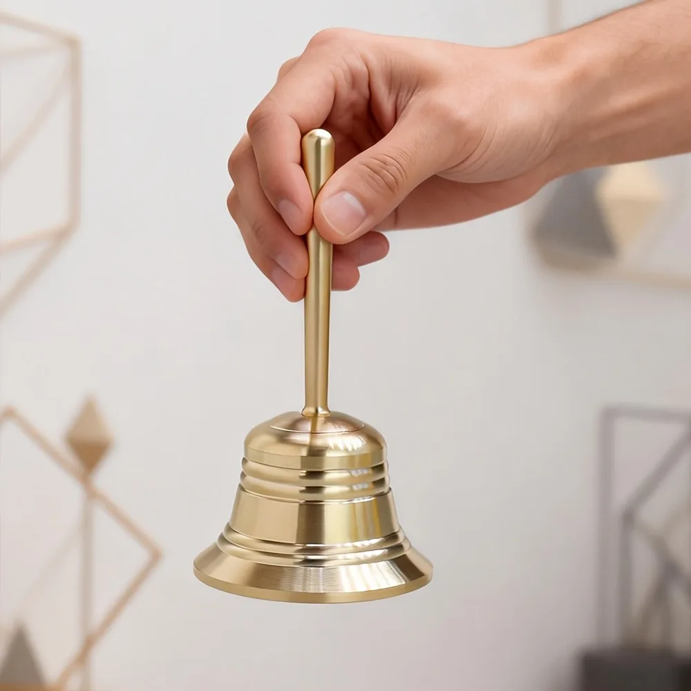 Vintage Solid Brass Hand Bell with Crisp Sound and Polished Finish