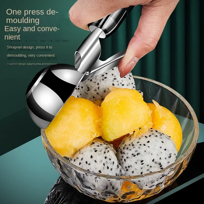 Ice Cream Scoop 304 Stainless Steel Cream Scoop Springable Ice Cream Scoop Dual-purpose Ball Digger Ice Fruit Watermelon Gadget