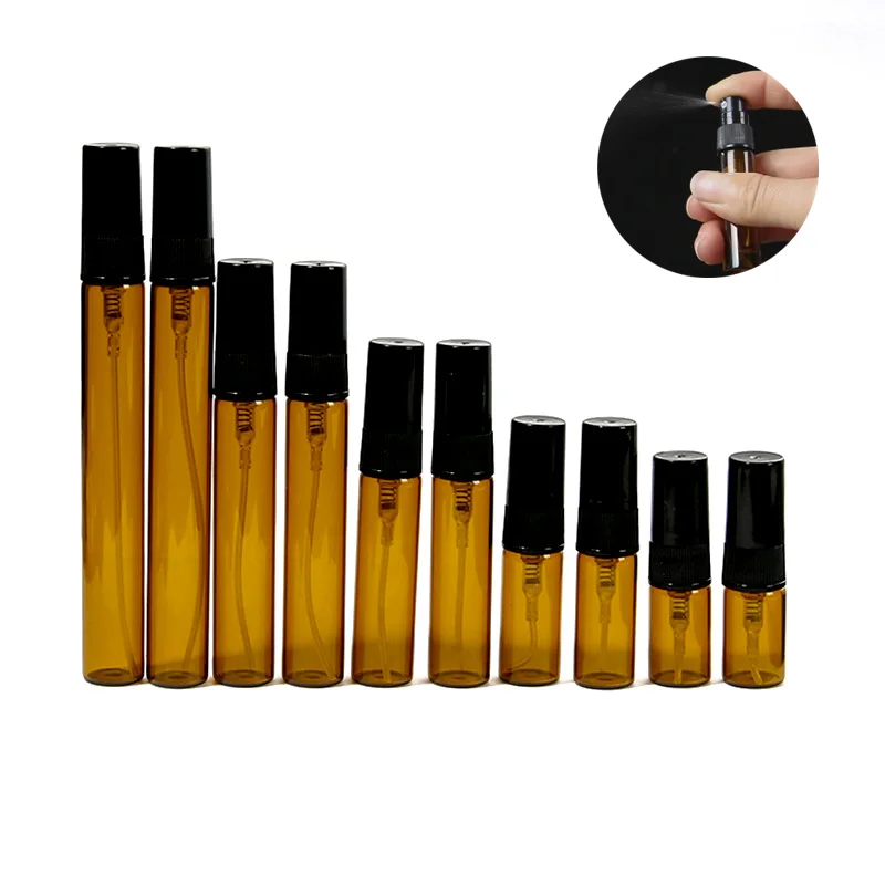 

2ML 3ML 5ML 10ML Brown Glass Perfume Bottle Empty Cosmetics Spray Bottle Sample Test Tube Thin Glass Vials Pump Travel Bottle