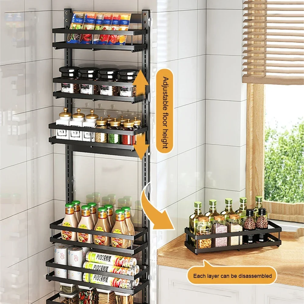 Multi-Layer Wall Mount Rack Bathroom Pantry Door Shelf And Pantry Organizer Storage Racks With Adjustable Basket Kitchen Storage kitchen storage cabinet