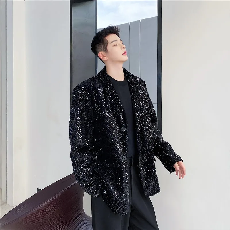Male Shiny Blazers Spring jacket men Stylish Sequin Decor Blazer For Men Suit Jackets Dazzling Stage Clothing mens blazer