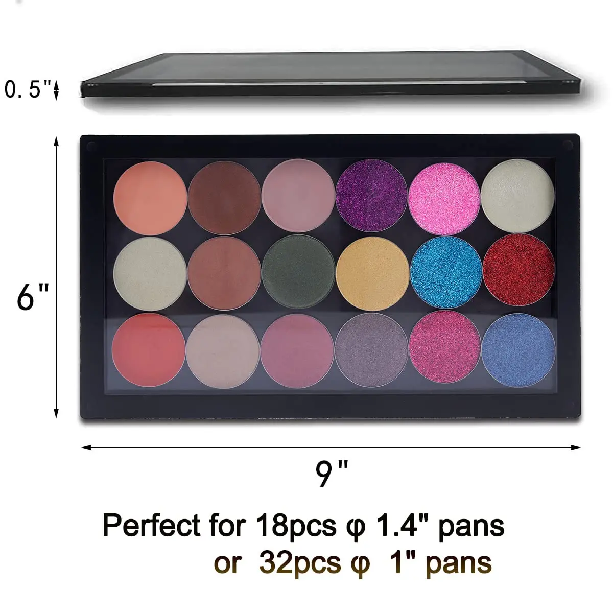 Coosei New Acrylic EMPTY Magnetic Eyeshadow Palette Waterproof High-Gloss Eye Shadow Makeup Pallet 9.36*5.5' 2