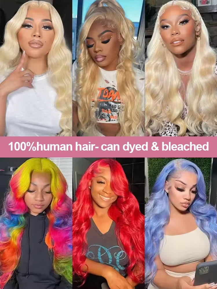 40 46 inches 613 Blonde Straight 13x4 13x6 HD Lace Pre-Plucked Brazilian Hair Frontal Wigs 100% Human Hair Front wig For Women