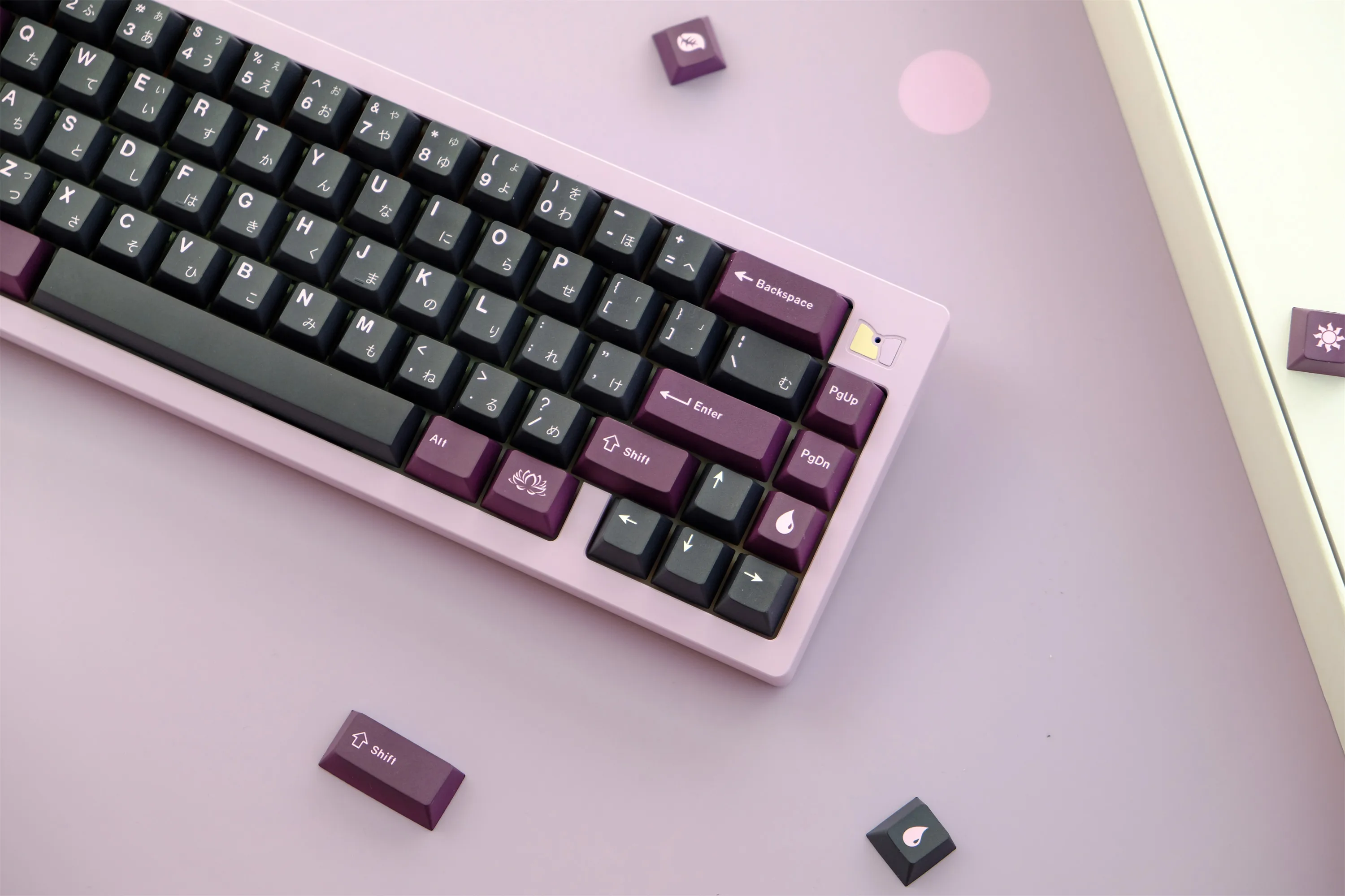 GMK Black lotus Keycap, 129 Keys PBT Keycaps Cherry Profile DYE 