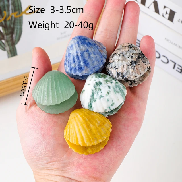 Aranyos 1 Db Természetes Drágakő Kvarc Kézzel Faragott Csiszolt Kagyló Kézműves Szobor Kristály Figura Díszes Dekoráció - Image 2