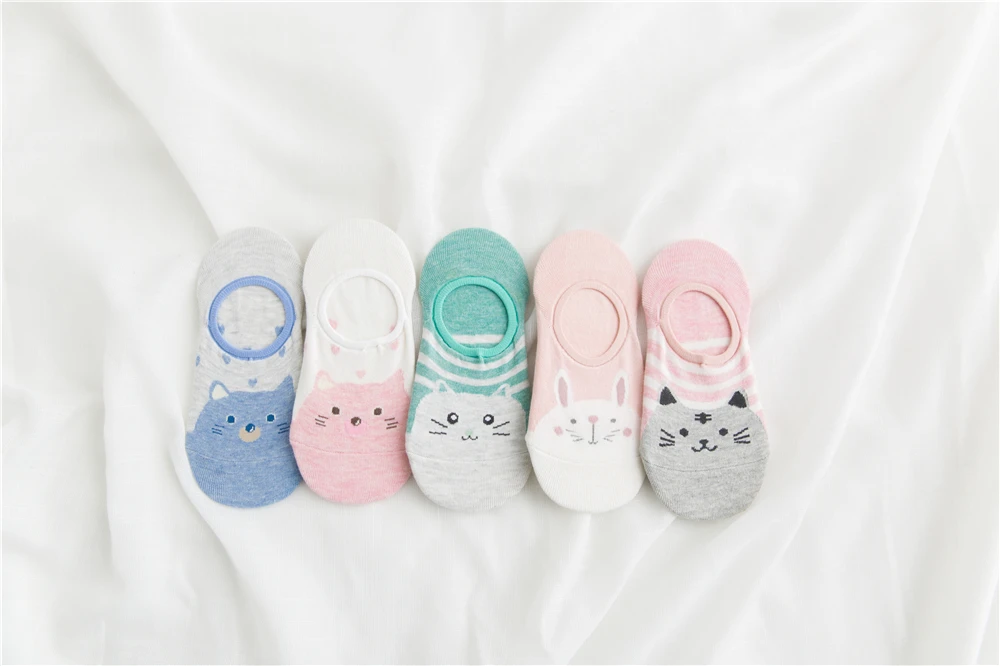 5 Paare/los Cartoon Katze Fuchs Bär Socken Niedlichen Tier Frauen Sommer Lustige Kurze Knöchel Sokken Dropship – Detail 3
